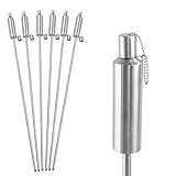 VANCHEMO Gartenfackel 6 x Fackeln aus Edelstahl für Garten Ölfackeln Lampenöl für draußen deko Gartenparty, Weg, Hinterhöfe, Rasen Beleuchtung