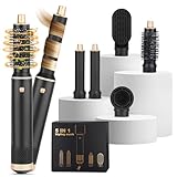 Airstyler Pro 5-in-1 Hairstyler Set, 110.000 U/min Hochleistungsmotor + Negativ-Ionen, 3 Temperaturstufen (50-105°C), Leise Warmluftbürste mit Lockenstab, Föhn & Glättbürste, 88dB, Für alle Haartypen