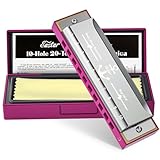 Eastar Major Blues Diatonic Harmonica, 10 Löcher C-Dur Anfänger Mundharmonika für Kinder, Kinder, Erwachsene, Studenten, mit Hartgedeck und Tuch, Pink
