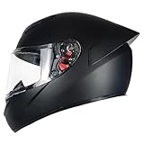 Integralhelm FüR Motorradfahrer, Sturzsicherer Motorradhelm Mit Hd-Visier, Ece-Zertifiziert, Unisex-Offroad-Motorradhelm. N,L:58-59CM