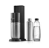 SodaStream Wassersprudler DUO mit Quick-Connect CO2-Zylinder| inkl. 1x 1L Glasflasche und 0,8L DUO Thermic Metallflasche | Farbe: Titan