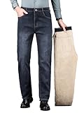 ziilay Verdickte Lammfleece Thermojeans Herren Thermohose Schneehose Teddyfleece gefütterte Winterhose Stretch 8316hSMBL38W30L