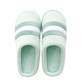 Frauen Flock Farbabstimmung Streifen Plattform Home Hausschuhe Winter Plüsch Slides Damen Warm Outdoor Baumwollschuhe Flip Flops (Farbe: Rosa Größe: 36-37 Code) (Grün 40)