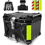 VOKKA Topcase Motorrad, 45L Topcase für Roller Wasserdicht Topcase für Motorradhelm Topcase Roller Koffer Mit Halterung, Motorrad Top Box Mit Motorrad Rückenkissen und DIY Motorrad Aufkleber