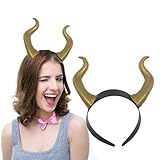 ASVNRES Drachen Teufel Hörner Stirnband Gold Cosplay Horn Haarreifen Gothic Schönheit Halloween Dress Up Haarschmuck Maleficent Frisur für Halloween Party Kostüm Haarschmuck