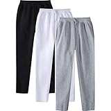 Jogginghose Herren Lang 3er-Pack Straight Hosen Gummibund Trainingshose mit Kordelzug Sporthose Laufhose Freizeithose Pants Sweatpants Yogahose Schlupfhose Sweathose Sommerhose Loungewear Streetwear