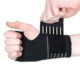Actesso Elastische Handgelenkbandage - Handgelenk Bandagen für Verstauchungen, RSI, Sehnenscheidenentzündung oder Sport – Links & Rechts Handbandage (Mittelgroß Schwarz)