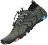SAGUARO Badeschuhe Damen Herren Wasserschuhe Schwimmschuhe Schnelltrocken Aquaschuhe Strandschuhe Leicht Neoprenschuhe Surfschuhe rutschfeste Tauchschuhe Wassersportschuhe Stil 1:Grün Gr.43 EU