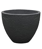 Dehner Pflanztopf Stone, Ø 50 cm, Höhe ca. 39 cm, Kunststoff, anthrazit