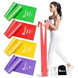 RENRANRING 4er Fitnessbänder, 1.5m Gymnastikband mit 4 Widerstandsstufen, Fitnessband mit Tragasche & Übungsanleitung,ideal für Yoga, Pilates Physiotherapie Crossfit, Muskelaufbau