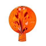 Thüringer Weihnacht Rosenkugel Gartenkugel aus Glas, 15 cm für außen, orange