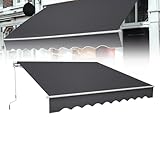Froadp 300x250cm Gelenkarmmarkise Aluminium Markise Sonnenschutz Abdeckung Klemmarkise wasserdichte Anti-UV Sonnensegel Sichtschutz für Balkon Terrasse(Dunkelgrau)