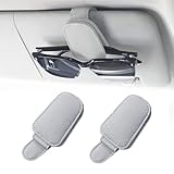 Galenecx 2 Stück Brillenhalter für Auto, Universal Leder Brillenhalter für Auto Sonnenblende, Magnetische Sonnenblende-Brillenhalter für Gläser, Karten, Ticket (Grau)