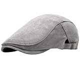 FEOYA Barett Cap Herren Schiebermütze Kunstwildleder Baskenmütze Flatcap Newsboy Driving Cabbie Cap Herbst Winter Accessoires für Männer Grau