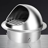 304 Edelstahl-Lüftungsabdeckungen, runde Wandlüftungsauslassabdeckung, Rohr-Regenschutzkappe, Außenwand, Abluftschornsteinhaube, Dunstabzugshaube, windgeschützte Entlüftungskappe ()