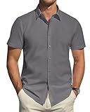 J.VER Herren Hemd Kurzarm Wasserdicht Freizeithemd Business Hemden Urlauber Outdoor Trekking Tshirt,Dunkelgrau,L