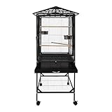 Vogelkäfig, 46x46x136 cm Vogelvoliere mit Rädern, Vogelkäfig aus Metall, Käfig für Nymphensittiche, Wellensittiche