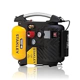 Stanley Kompressor DN200/10/5 - Kompressor 10 Bar - 5L - 180L/Min - Tragbarer Kompressor für Autozubehör - Mini Kompressor mit Handgriff und Trageriemen - Gelb - Kompressor Zubehör