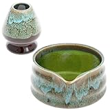 TNTGMG Matcha-Schale mit Ausgießer,2 Stück Matcha-Starter-Set aus Keramik,Fassungsvermögen 500 ml,Matcha-Ständer, handgefertigt, traditionelle Matcha-Mischschüssel für ein Matcha-Erlebnis