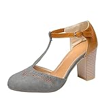 Pumps Schuhe Damen Sommer Elegant Schuhe High Heels Mode Runde Damenschuhe Schuhe Thickgurt Frauen Pumps High Heels Sommerschuhe Elegant Kurze Absetze Damen Schuhe FrüHling/Sommer Hochzeit Ballerinas