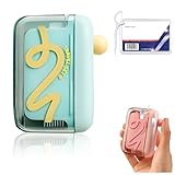 Tragbarer Zahnseidespender, Reise-Zahnseide-Plektren-Etui, One-Touch-automatischer Auswurf mit transparenter Abdeckung, kompaktes Etui für 15–16 nachfüllbare Zahnseide für Reisen und Zuhause (Grün mit