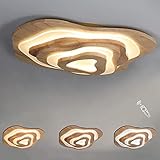 3-Etage LED Deckenleuchte Holz - Geölt Eiche Deckenlampe - Ring Dekorativ Acryl Schirm - Irreguläres Designlampen - Dimmbar Inkl. Fernbedienung - 50W - 3500lm - Ø60cm