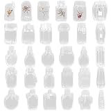 120 Stück Blumen Lesezeichen Transparent, 30 Form DIY Blossom Tabs, Glasflasche Wunschflasche Blumensammlung Transparentes Lesezeichen für Getrocknete Blumenexemplare Notizbücher