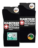 Diabetikersocken ohne Gummi & ohne Naht 97% Baumwolle (6 Paar) Diabetiker Socken mit Komfortbund für Damen & Herren 26820 WP (Schwarz 47-50)