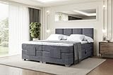 ALTDECOR Boxspringbett elektrisch verstellbar mit 2 Matratzen H4/Taschenfederung + Topper (4 cm hoch), Polsterbett mit Kopfteil, Bett, Doppelbett ROKS EL 180 x 200 Dunkelgrau Casablanca