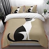 Bettwäsche 200X200 Schwarze Katze Bettbezug Mikrofaser,3 Bettwäsche Set,Duvet Cover Atmungsaktiv Komfortabel,Beinhaltet 1 Bettbezug und 2 Kissenbezüge 50x75cm