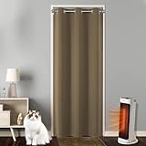 Joydeco Verdunklungsvorhänge 1 Stück, Türvorhang Blickdichte Türgardine,Tür Vorhang mit Ösen Thermo Kälteschutz Hitzeschutz Schallschutz für Schlafzimmer Wohnzimmer（Cappuccino，1xH210xB132）