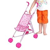 Puppenbuggy, Puppenwagen Klappbar Mit 4 Rädern, Sicher Und Leicht, Rollenspielzeug Für Jungens Und Mädchen Ab 1 Jahr, Passend Für Puppen Der Meisten Größen (53 X 25 X 49 cm)