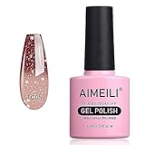 AIMEILI UV LED Nagellack Thermo Gellack ablösbarer Temperatur Farbwechsel Gel Nagellack Glitzer Gel Polish - Chocolate Spark (TC05) 10ml