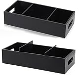 Wenceda 14 Zoll Holz Badezimmerkorb mit 3 Fächern, Klopapier Holz Aufbewahrungskorb mit entfernbaren Trennwänden und Griff, Aufbewahrungsorganizer für die Oberseite der Toilettenspülkasten