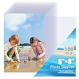 100 Stück Fotohüllen 6x8 Zoll (15x20 cm) – Transparente Klarsichthüllen mit Oberer Öffnung ohne Lochung, Säurefrei & Wasserdicht – Ideal für Fotoalben, Briefumschläge, und Dokumente