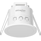 Oktaplex Noa Präsenzmelder Decke 360 Grad 24GHz IP65 Radar Bewegungsmelder 6m Anwesenheitssensor Badezimmer geeignet Unterputz flach weiß 230V