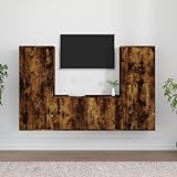 HETFTJN 3-teiliges TV Lowboard Set Räuchereiche Holzwerkstoff 40x100 & 80x40 cm Wandmontage Fernsehschrank mit Stauraum modernes Design fürs Wohnzimmer