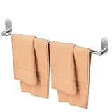 HITSLAM Handtuchhalter Bad ohne Bohren Silber 60 cm, Badezimmer Handtuchhalter Edelstahl SUS304 Handtuchstange Wandmontage, Moderne Badetuchhalter Handtuchhalter Selbstklebend, Zwei Installationen