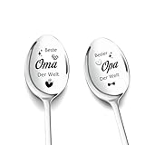 Oma und Opa Geschenk 2 Stück Kaffeelöffel Löffel mit Gravur für Bester Opa und Oma Geburtstagsgeschenk Weihnachten Geschenk Ostergeschenke für Oma und Opa