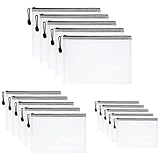 Vicloon Dokumententasche A4+A5+A6, 15pcs Mesh Plastic Zip Bag, Wasserdichte Document Case, Reißverschlusstasche Zip Beutel Tasche Wallet Taschen Kunststoff Mesh Dokumentenmappen