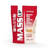 Activlab MASS UP Hochkalorisches Weight Gainer Protein Pulver, Whey Protein, Kreatin und Taurin, Milchfondant, 1.2 kg, baut Muskelmasse und Kraft auf, Massive Mass Gainer, Strength, enthält ein Maß