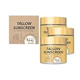 3PC Rindertalg Sonnencreme, Beef Tallow Sonnenschutz für Gesicht und Körper, Gras Fed Bio-Talg-Sunscreen Gegen UV, Feuchtigkeitsspendender Sonnenschutz Gesicht, Tallow Tagescreme, Nicht Fettend
