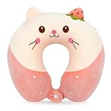 Wishstar Tier Reisekissen Rosa, Kinder Nackenkissen, Cartoon U-förmiges, Memory Schaum Nackenkissen, Stützkissen für Auto Zug Büro Heim Flugzeug für Reisen