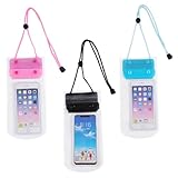 CHILDWEET 3er Set Universelle wasserdichte Handytasche Transparent Unterwasser Tasche Mit Touchscreen Schutz Für Smartphones Pink + + Pink