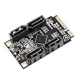 Juqoyue Neuer High-Speed SATA 3.0 Adapter Effizientes Datenmanagement: Mini PCIe auf 4 Ports SATA 3.0 Adapter