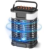 Solar Insektenvernichter, Elektrischer Mückenlampe, USB wiederaufladbare Insektenfalle, wasserdichter Fliegenvernichter, 4200V Mückenfalle UV-Licht ungiftig für im Innen- und Außenbereich (Schwarz)