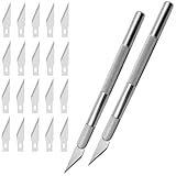 2 Stück Precision Skalpell set mit 20 Stück Ersatzklingen, Schnitzmesser Carving Craft Messer Set Cuttermesser für Bastelarbeiten Modellbau Carving DIY Art Work Cutting