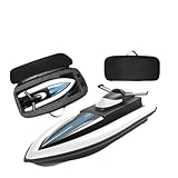 Srliya Hochgeschwindigkeits-RC-Boot 2.4G Ferngesteuertes Boot 25KM/h Rennboot Wasserdichtes Spielzeug Hochgeschwindigkeits-RC-Boot Stromlinienförmiges Design Rennboot (Rot 2 Batterie)