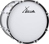 XDrum MBD-218 Marsch Bass Trommel, Fußball Pauke 18' x 12' (6,5 kg, 4 Ösen, Spannschrauben, inkl. Paar Schlägel, Tragegurte, Stimmschlüssel) weiß