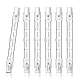 Caldarax 6 Stück R7S Halogenstab 118mm 100W 230V Dimmbar, R7s Linear Halogen 2700K Warmweiß, 1500LM, J118 Halogenlampen für Fluterlicht, Baustrahler, Stehlampen, Landschaftslichter, Arbeitsleuchten